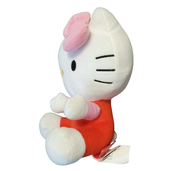 Sanrio Hello Kitty Plush Cat Stuffed Animal White Kitten Pink Bow Toy Red Suit - Picture 4 of 12